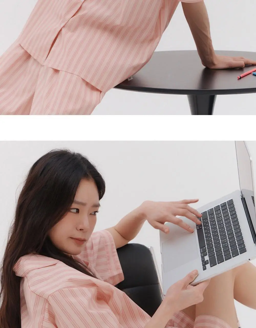 [곽민경 PICK] 오프아워 타이드리듬 글로시피치 반팔 잠옷 세트 (M / L / XL) 상세페이지 11